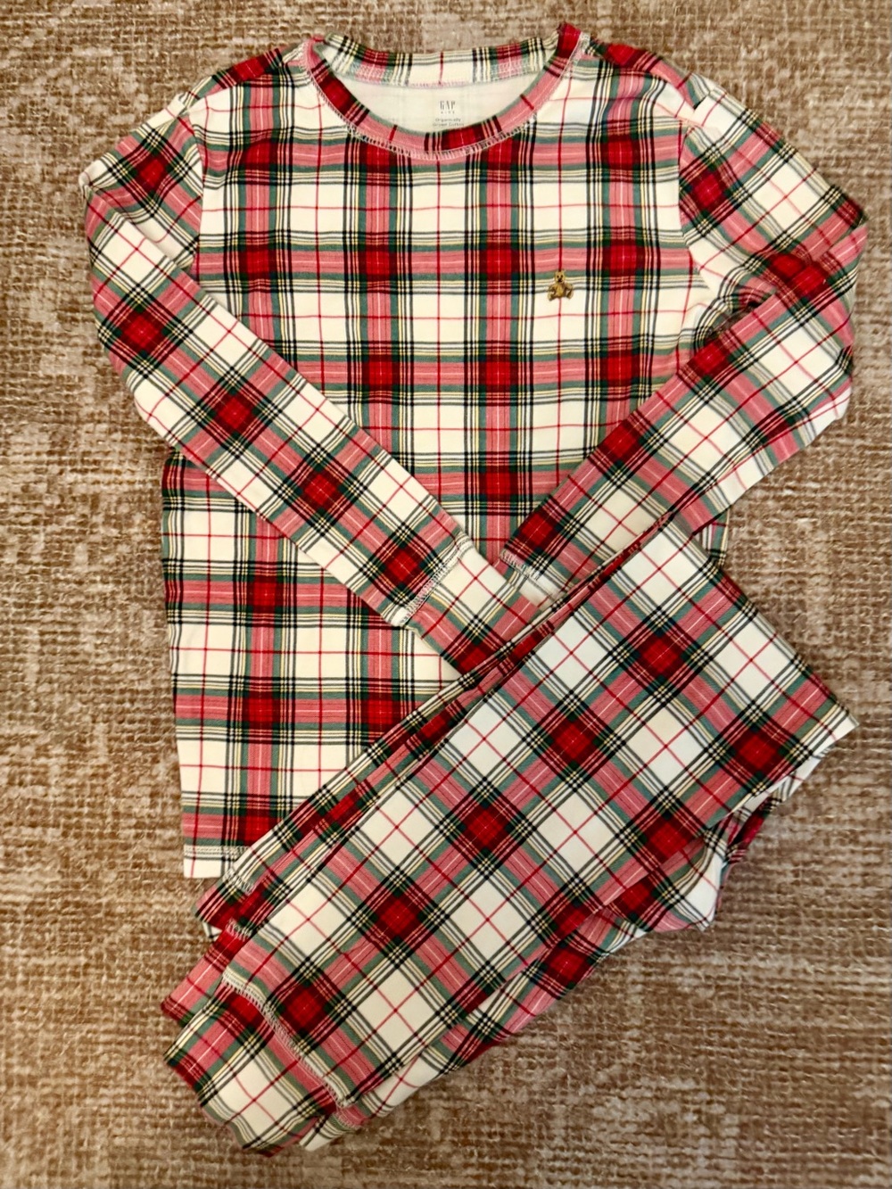 GAP Organic Cotton Holiday Plaid Kids Long-Sleeve Pajama Set